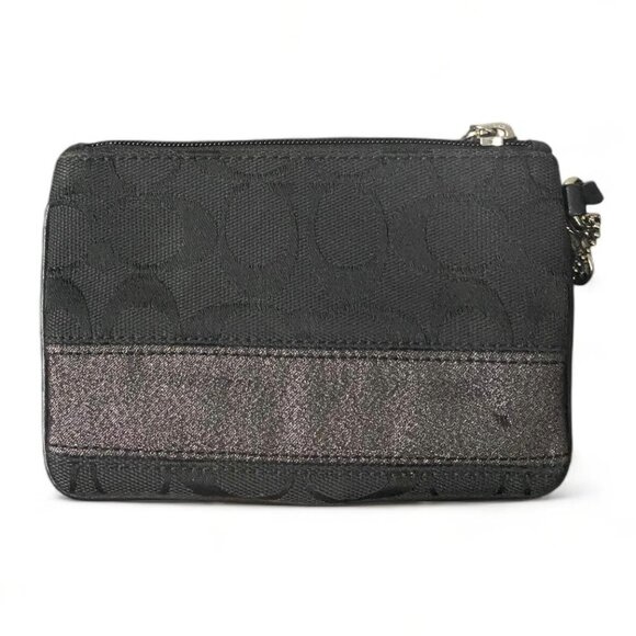 Coach Legacy 65th Anniversary Black Signature Canvas Striped Zipper Wristlet - Picture 3 of 4